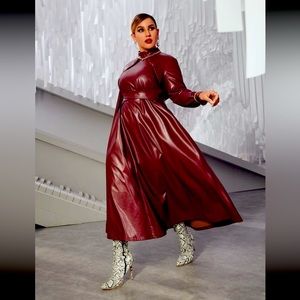 Maroon Faux Leather dress